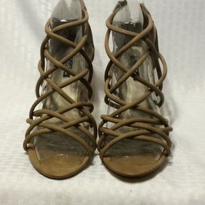 Michael Antonio Tan Suede Sandals Heels